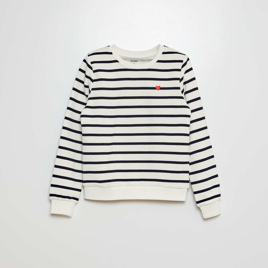 Sweat en molleton à motif BLANC/MARINE