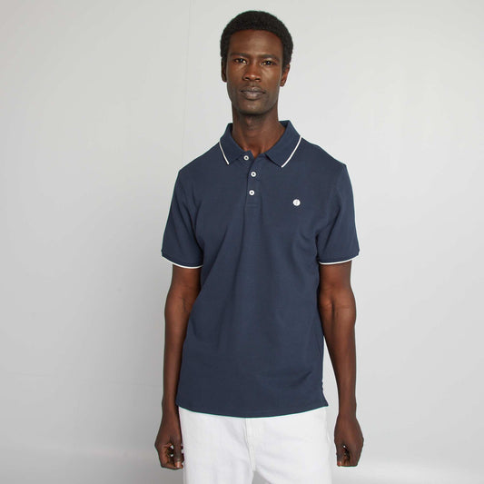 Polo en piqué  de coton BLEU