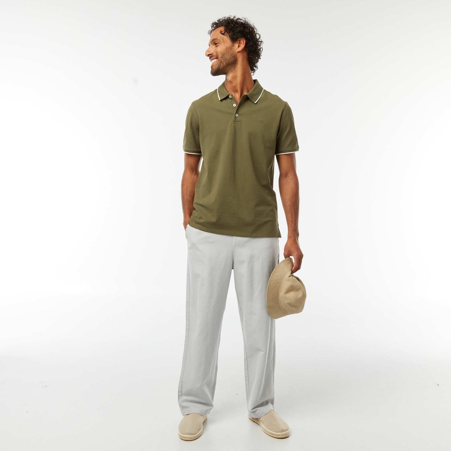 Polo en piqué  de coton KAKI