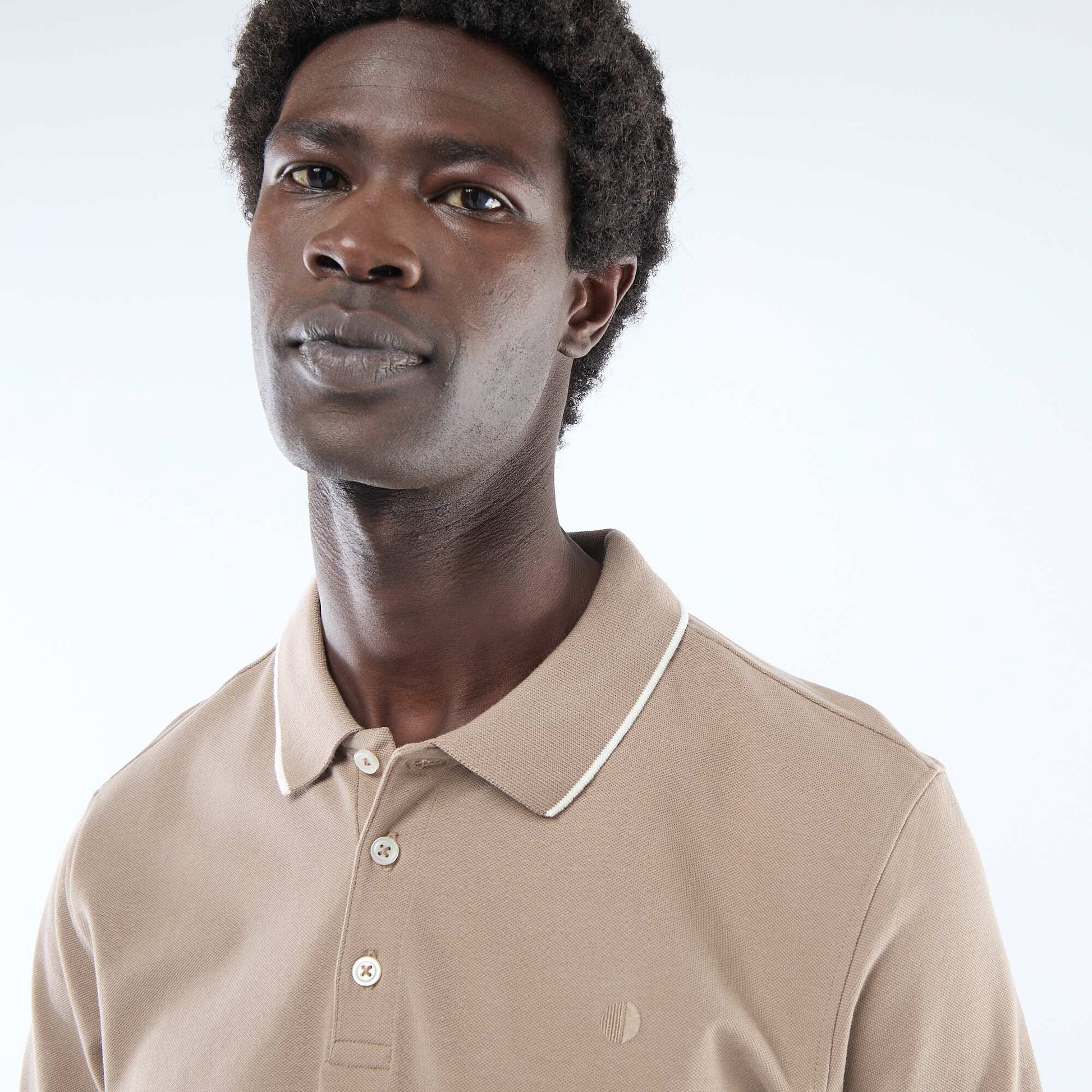 Polo en piqué  de coton BEIGE
