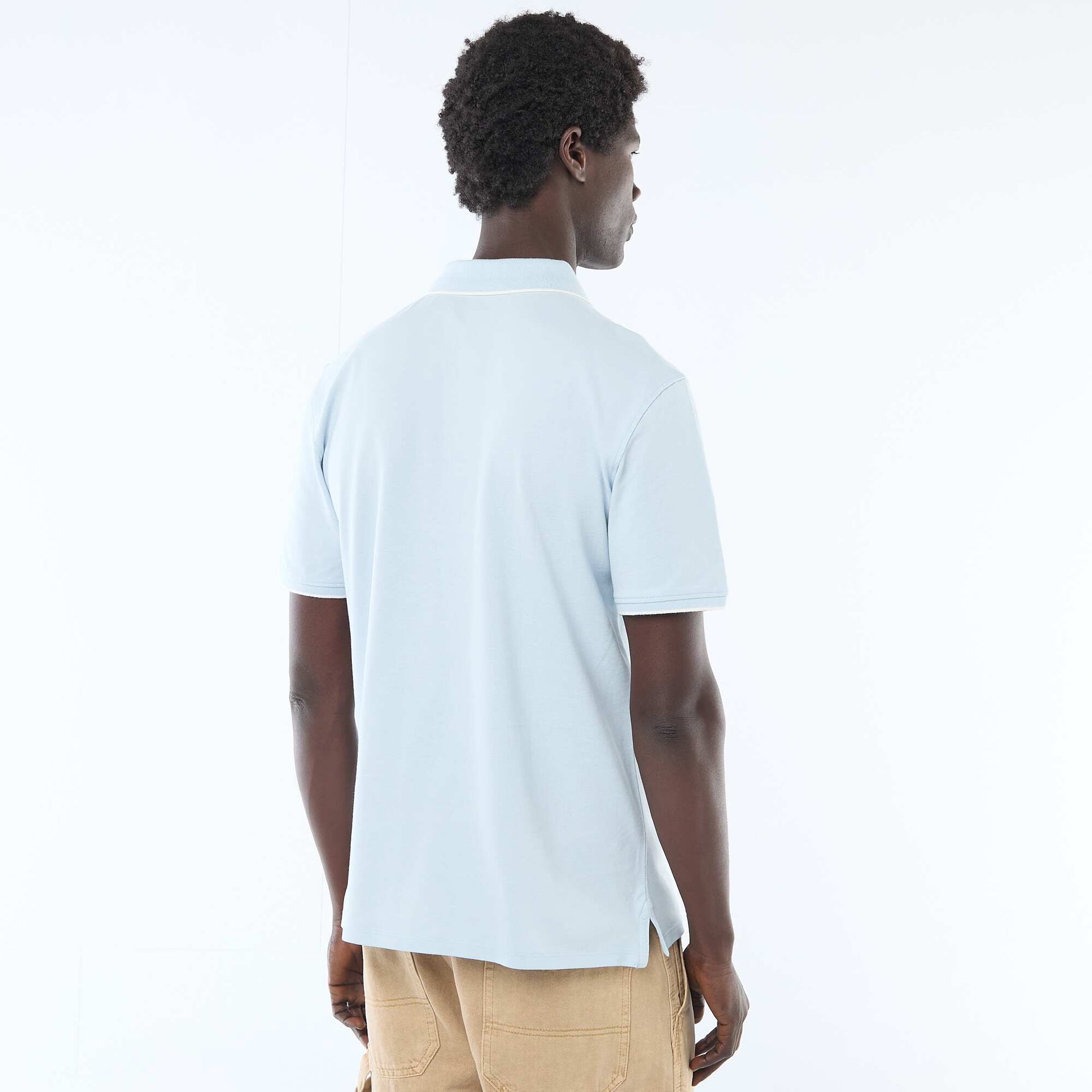 Polo en piqué  de coton BLEU