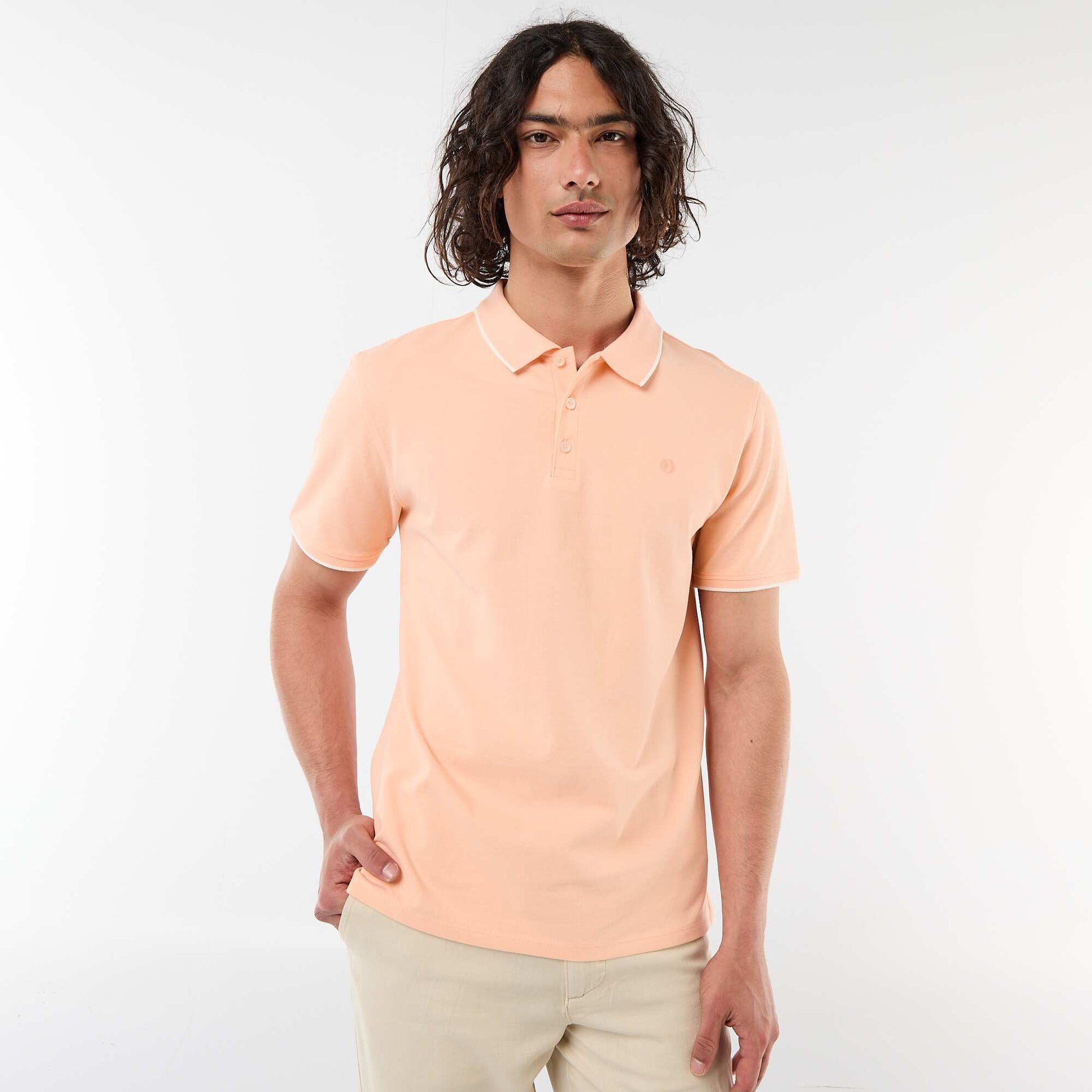 Polo en piqué  de coton ORANGE