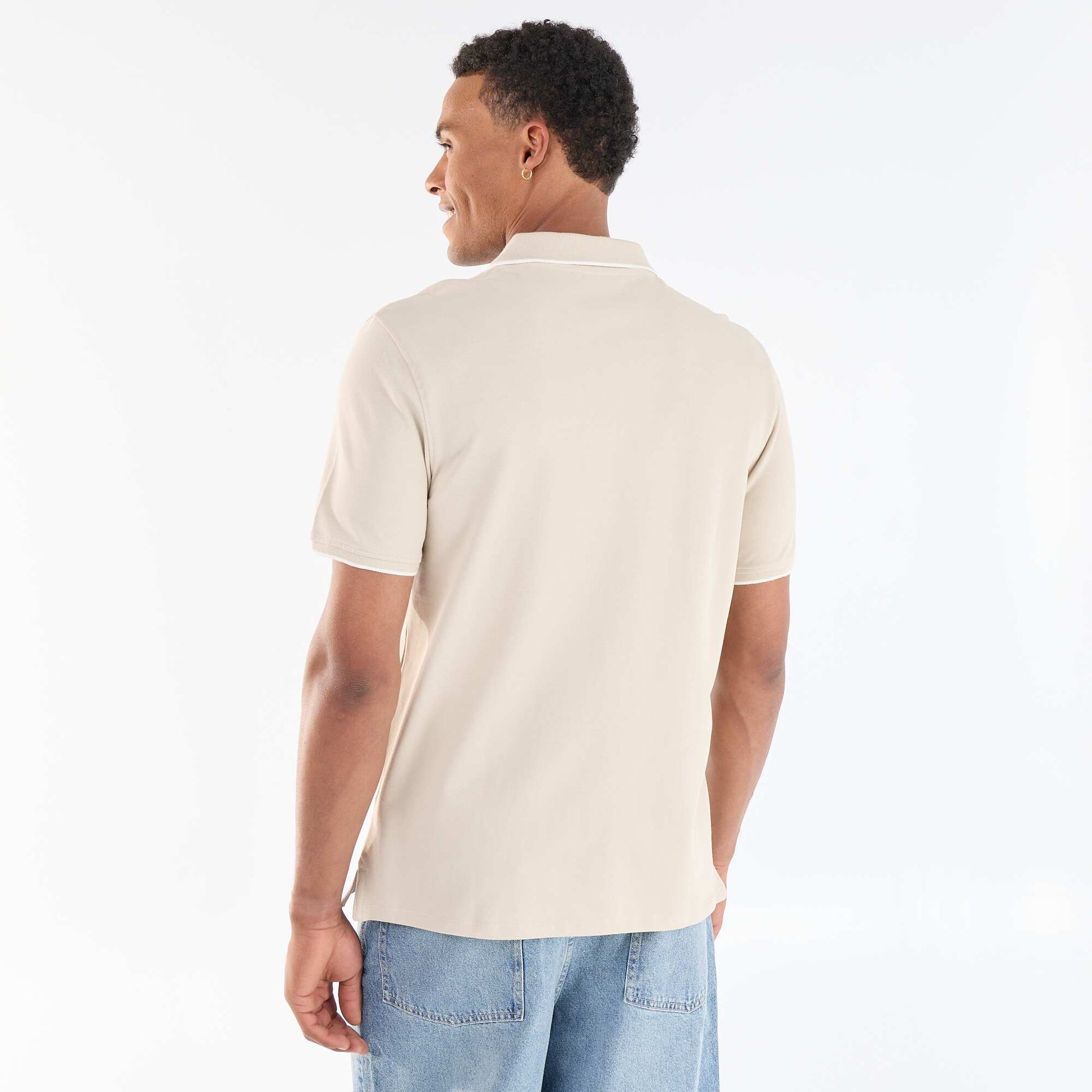 Polo en piqué  de coton BEIGE