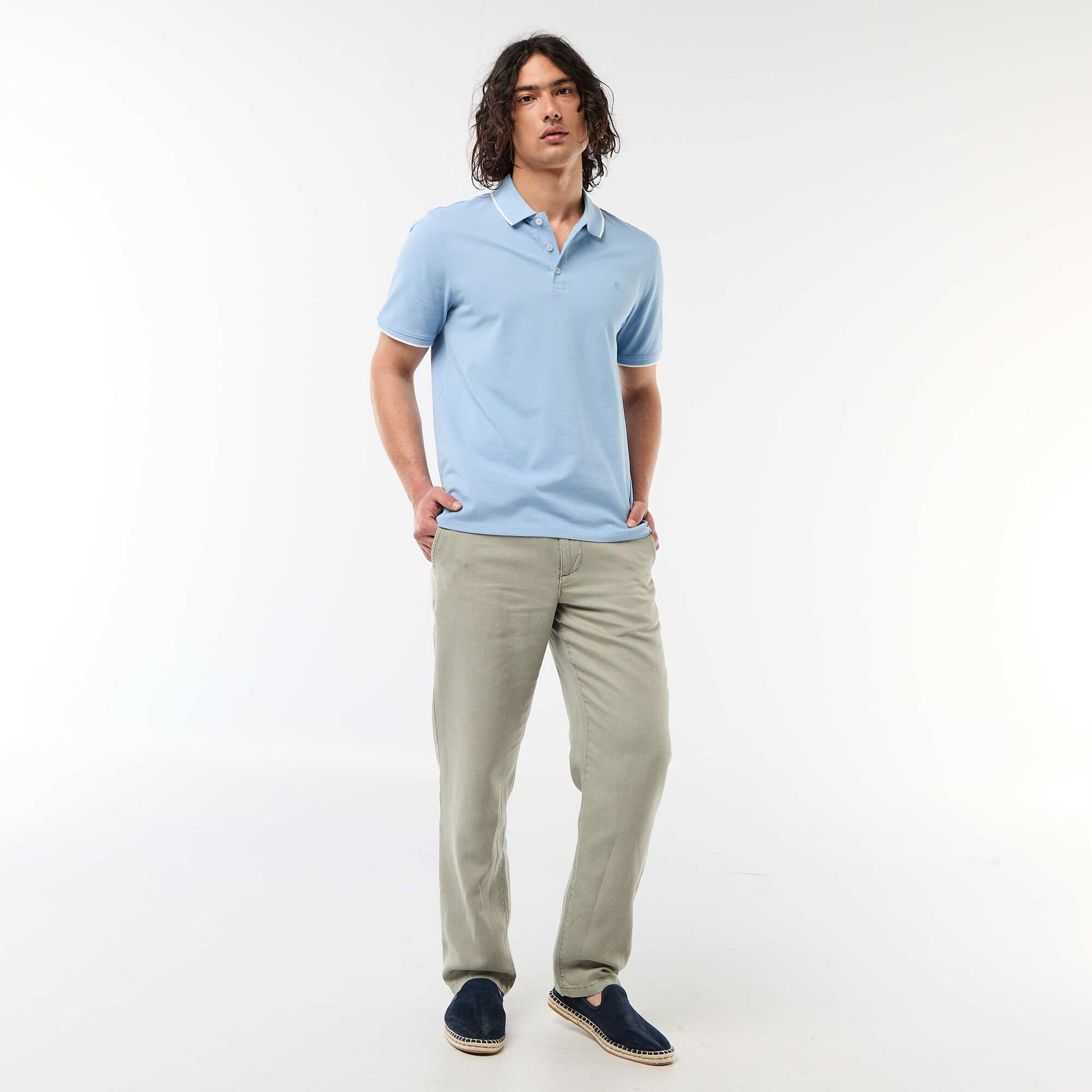 Polo en piqué  de coton BLEU