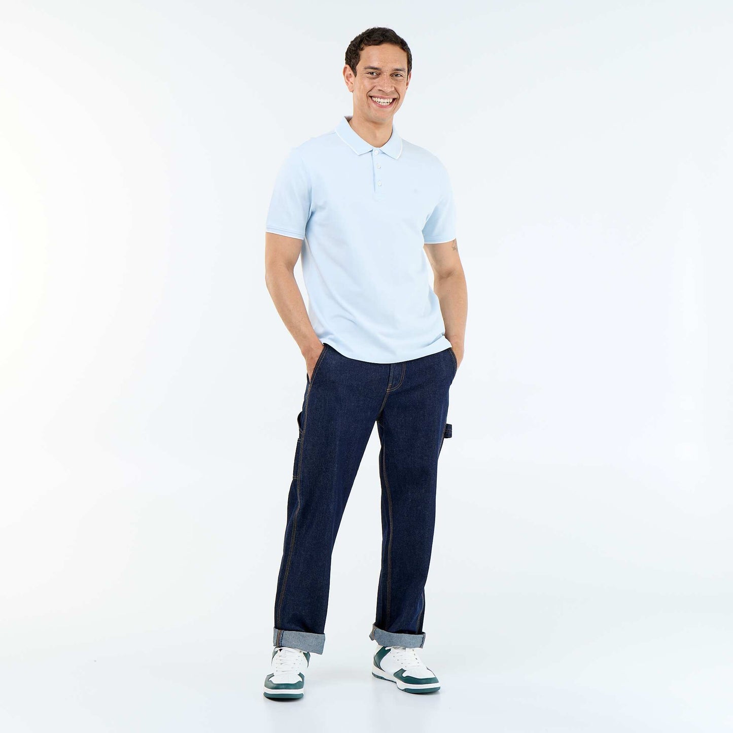 Polo en piqué  de coton BLEU