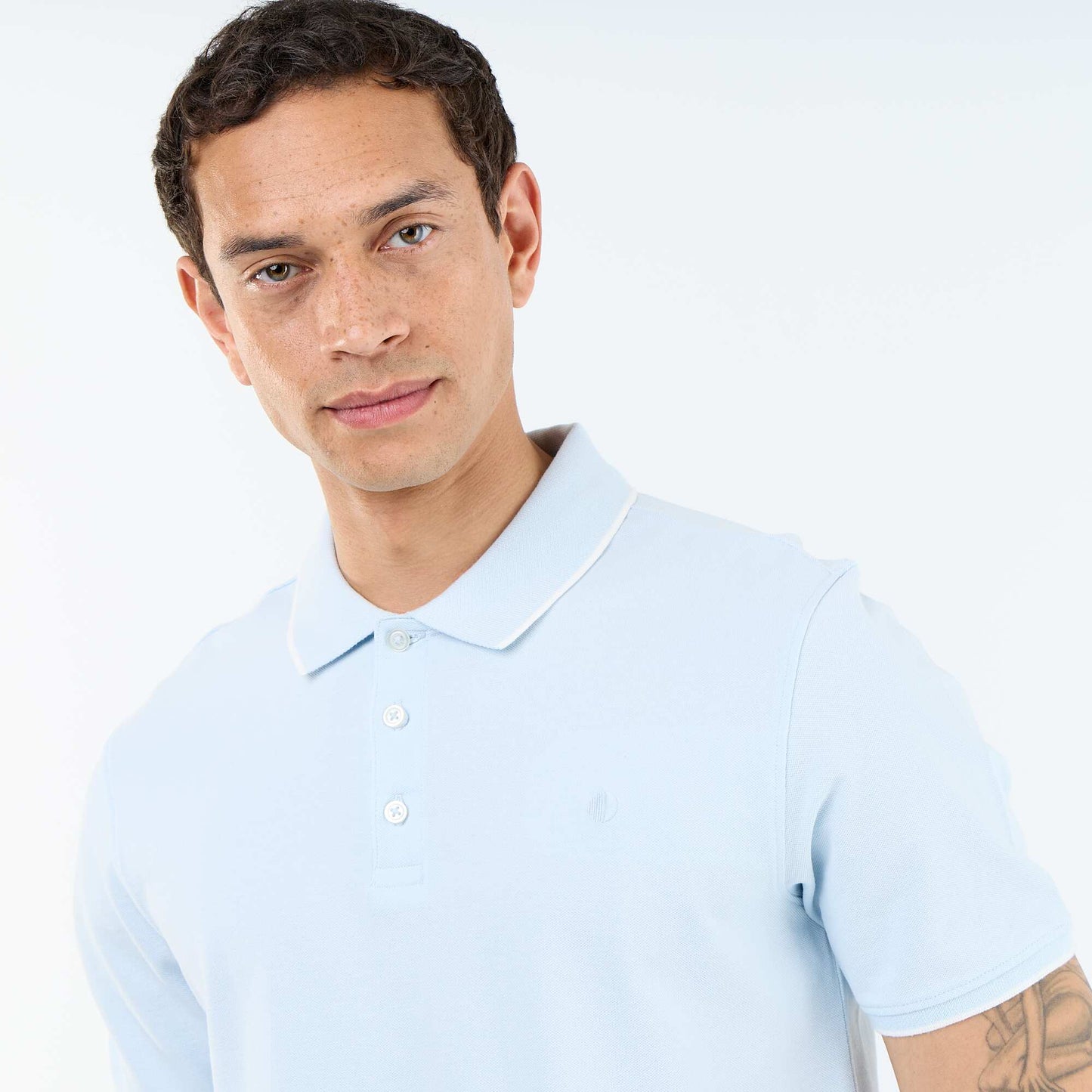 Polo en piqué  de coton BLEU