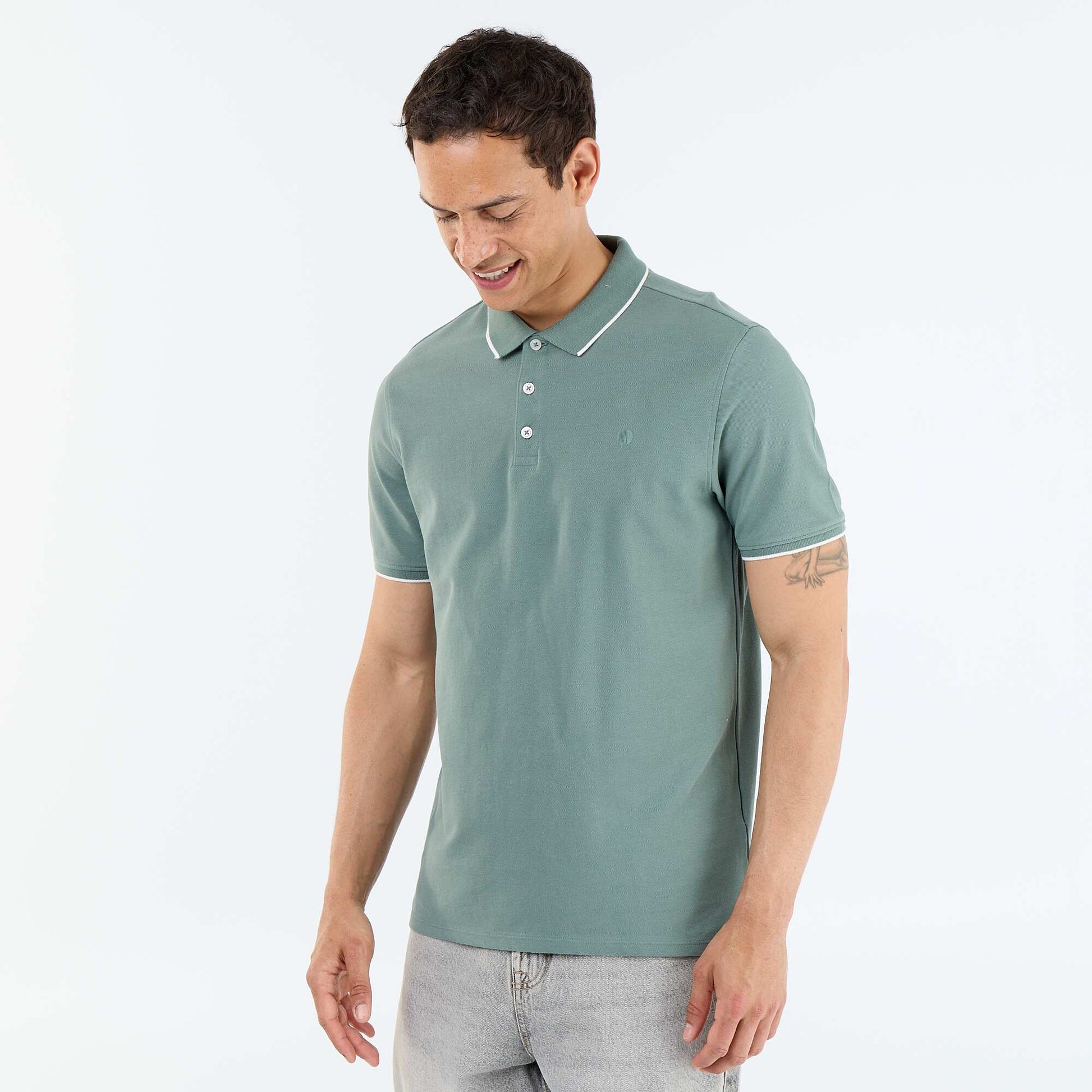 Polo en piqué  de coton VERT