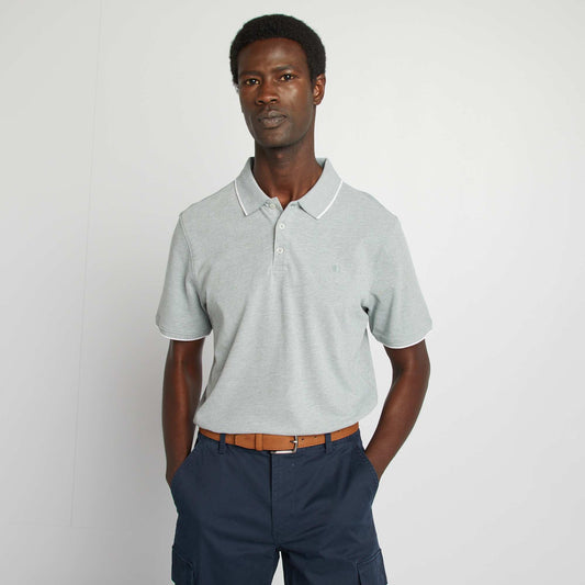 Polo en piqué  de coton VERT MOULINé