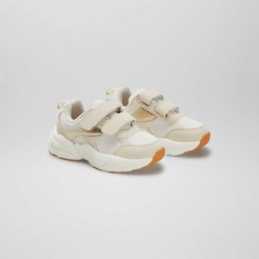 Baskets en simili et mesh BEIGE
