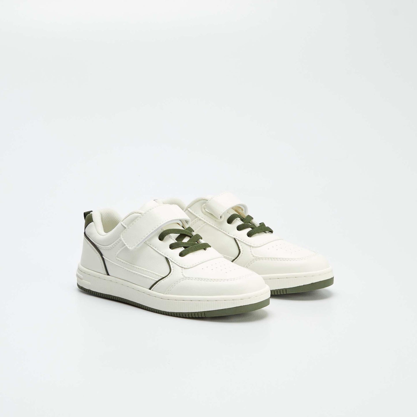 Baskets à lacets élastiques + scratchs BLANC
