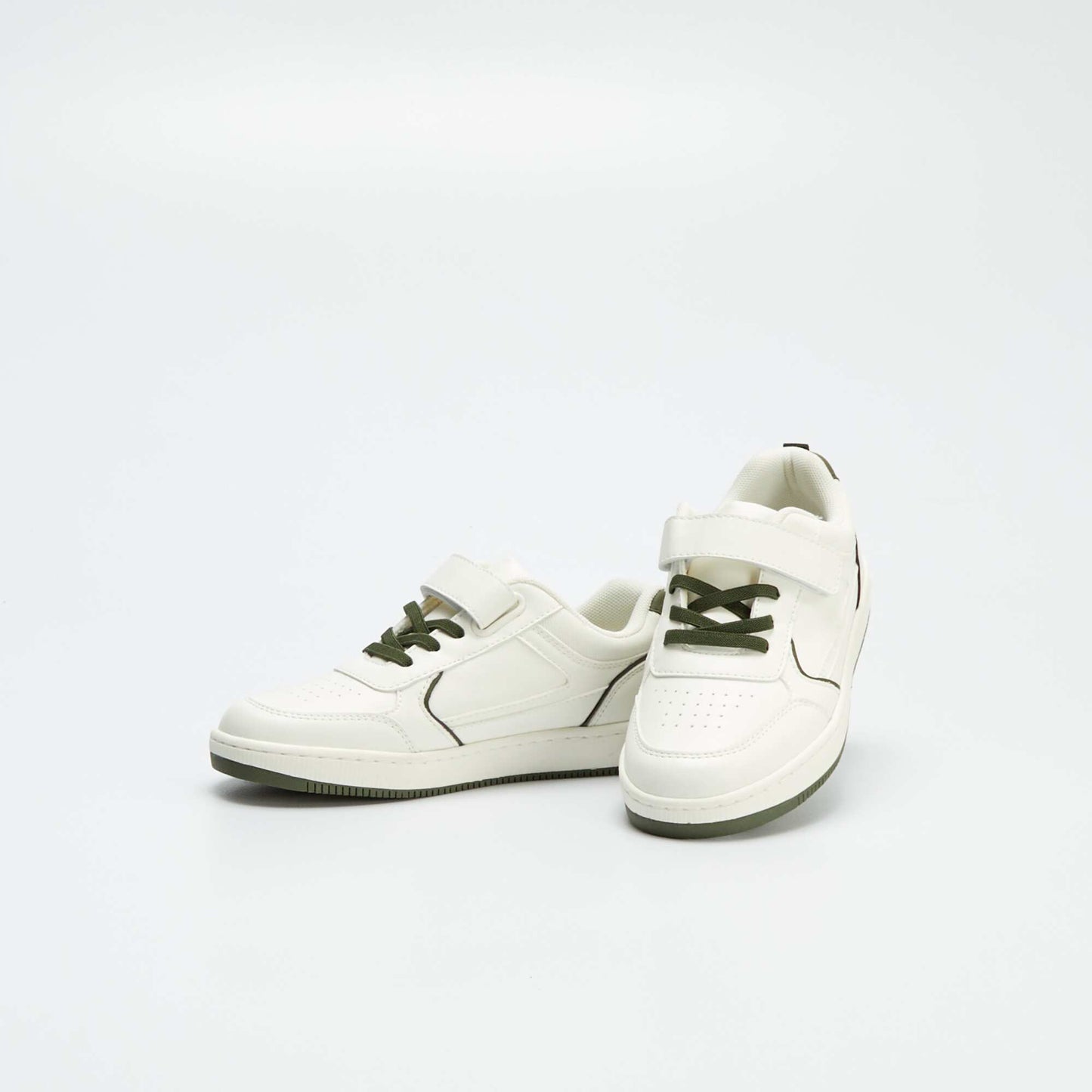 Baskets à lacets élastiques + scratchs BLANC