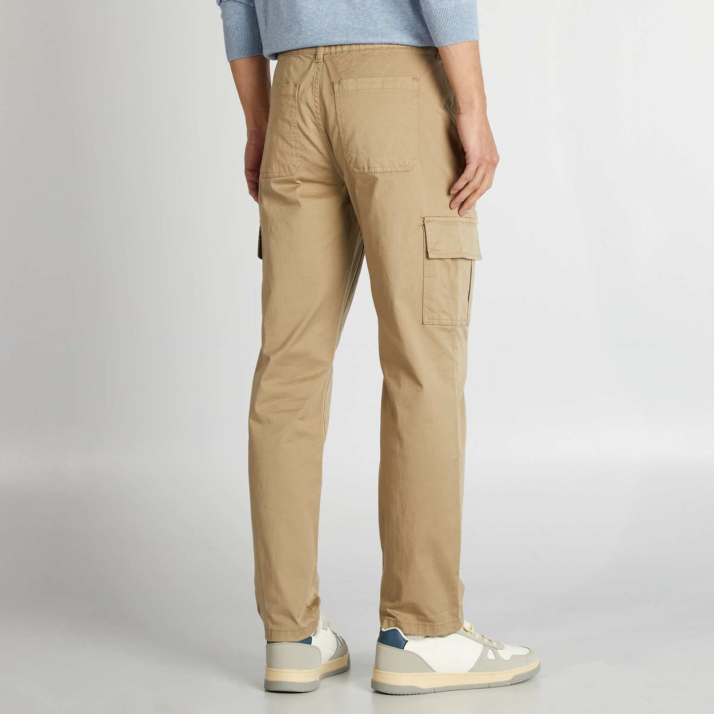 Pantalon multipoches coupe droite Beige