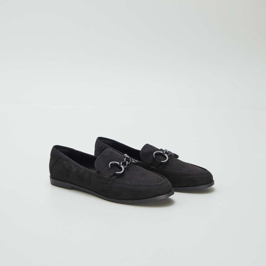 Mocassins à boucle en suédine Noir