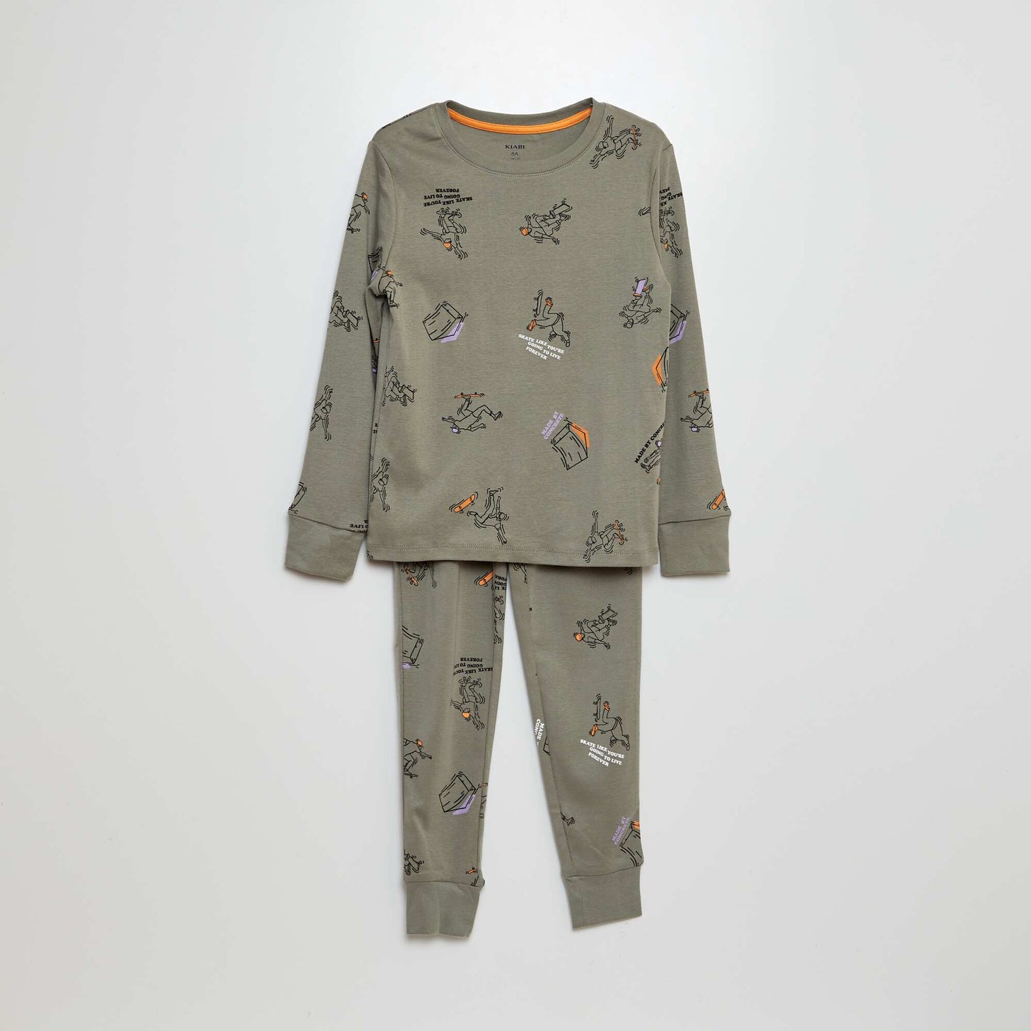 Pyjama long t-shirt + pantalon - 2 pièces Kaki