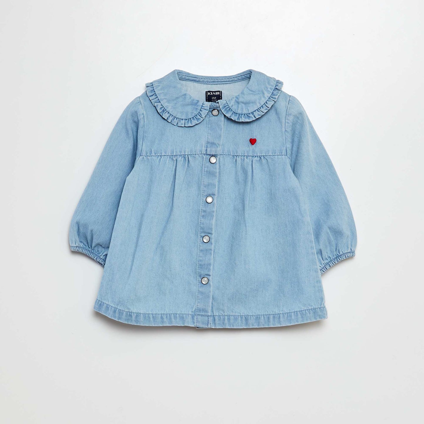 Chemise en denim avec broderie cœur BLEU