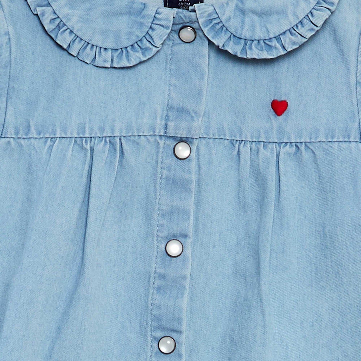 Chemise en denim avec broderie cœur BLEU