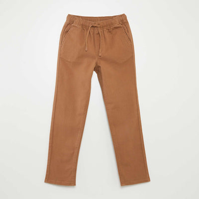 Pantalon regular uni Marron