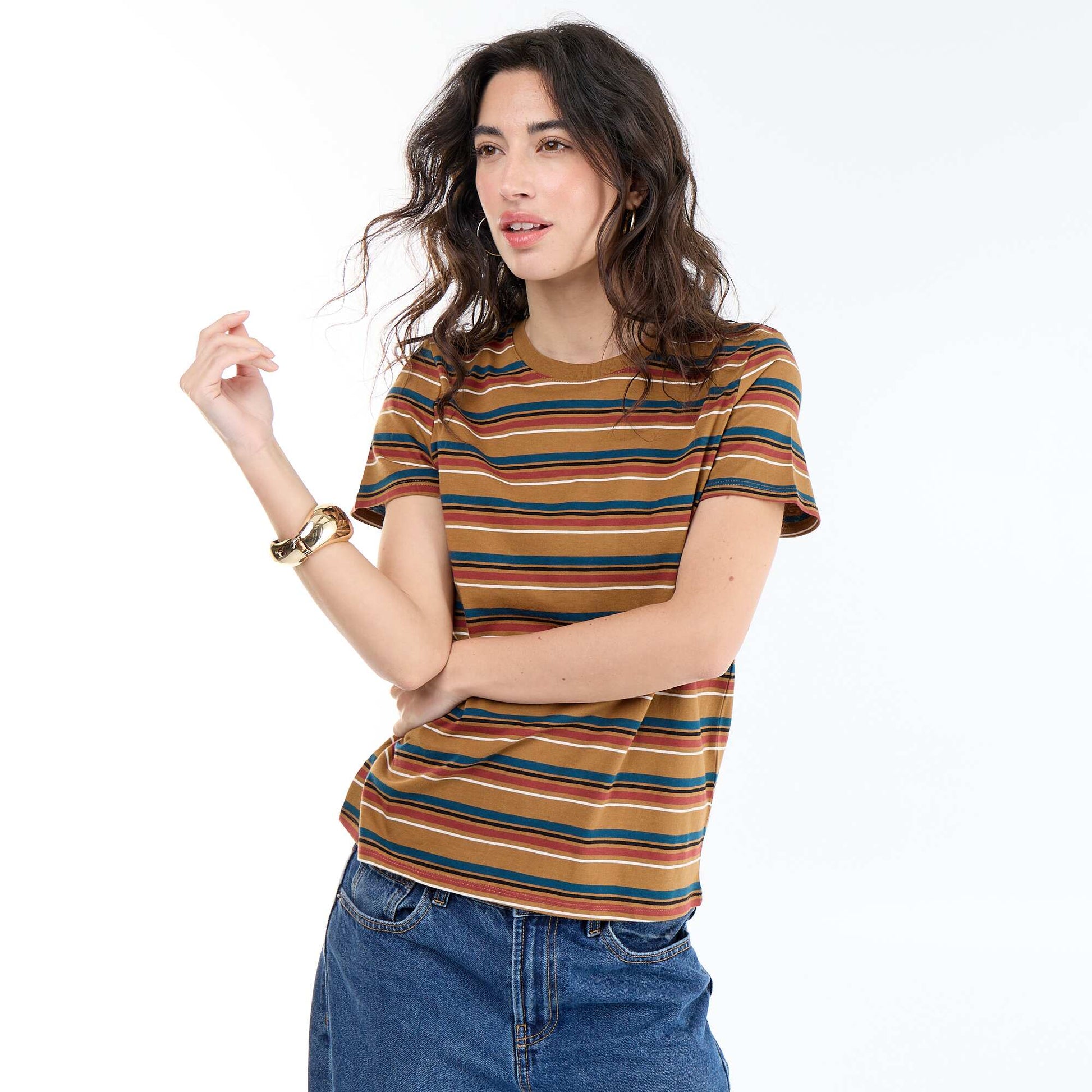 T-shirt imprimé MARRON