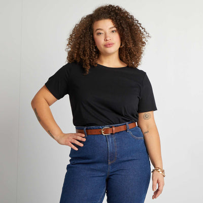 T-shirt en maille jersey manches courtes NOIR