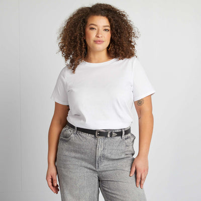 T-shirt en maille jersey manches courtes BLANC