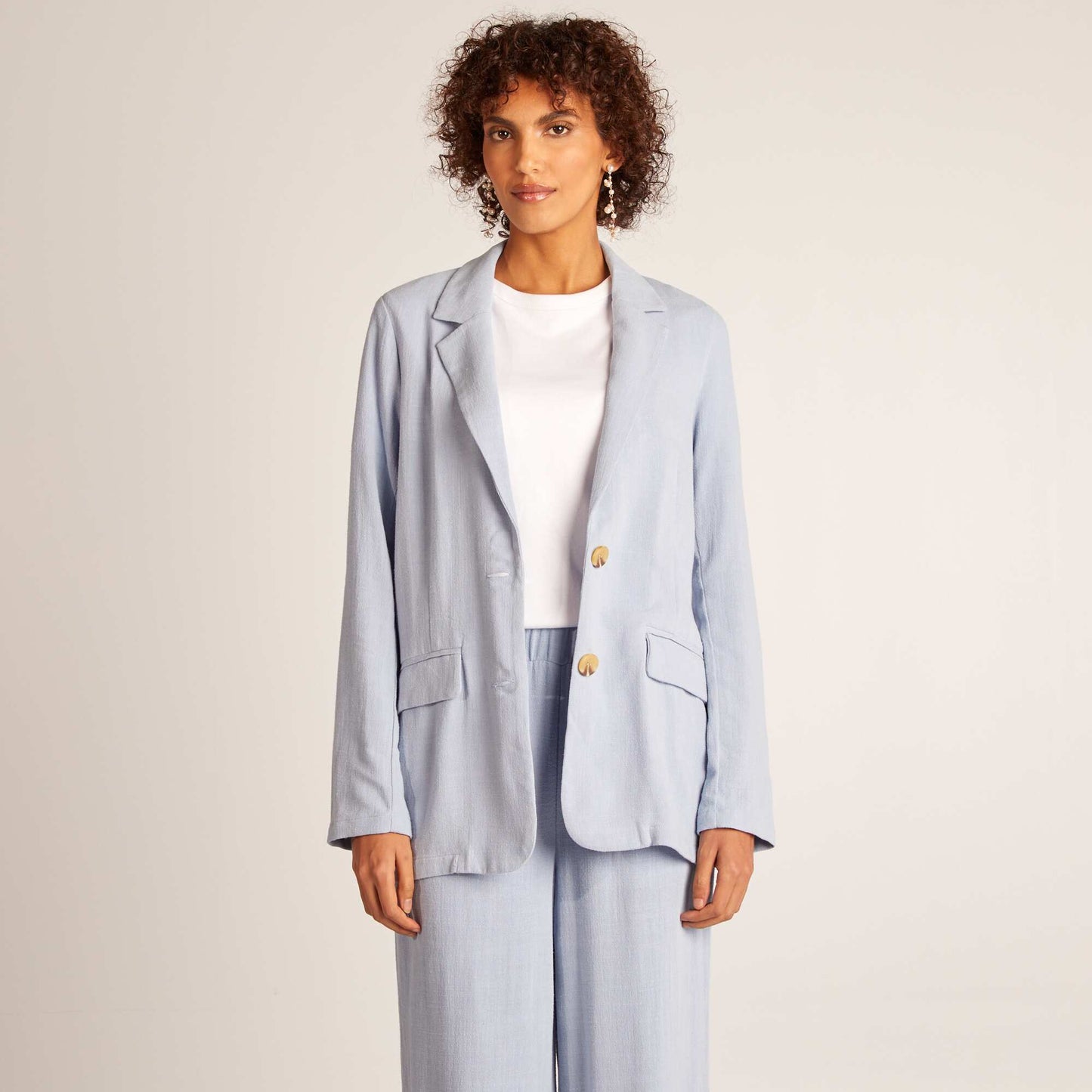 Veste tailleur en lin mélangé BLEU