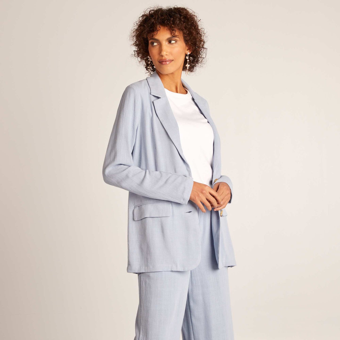 Veste tailleur en lin mélangé BLEU