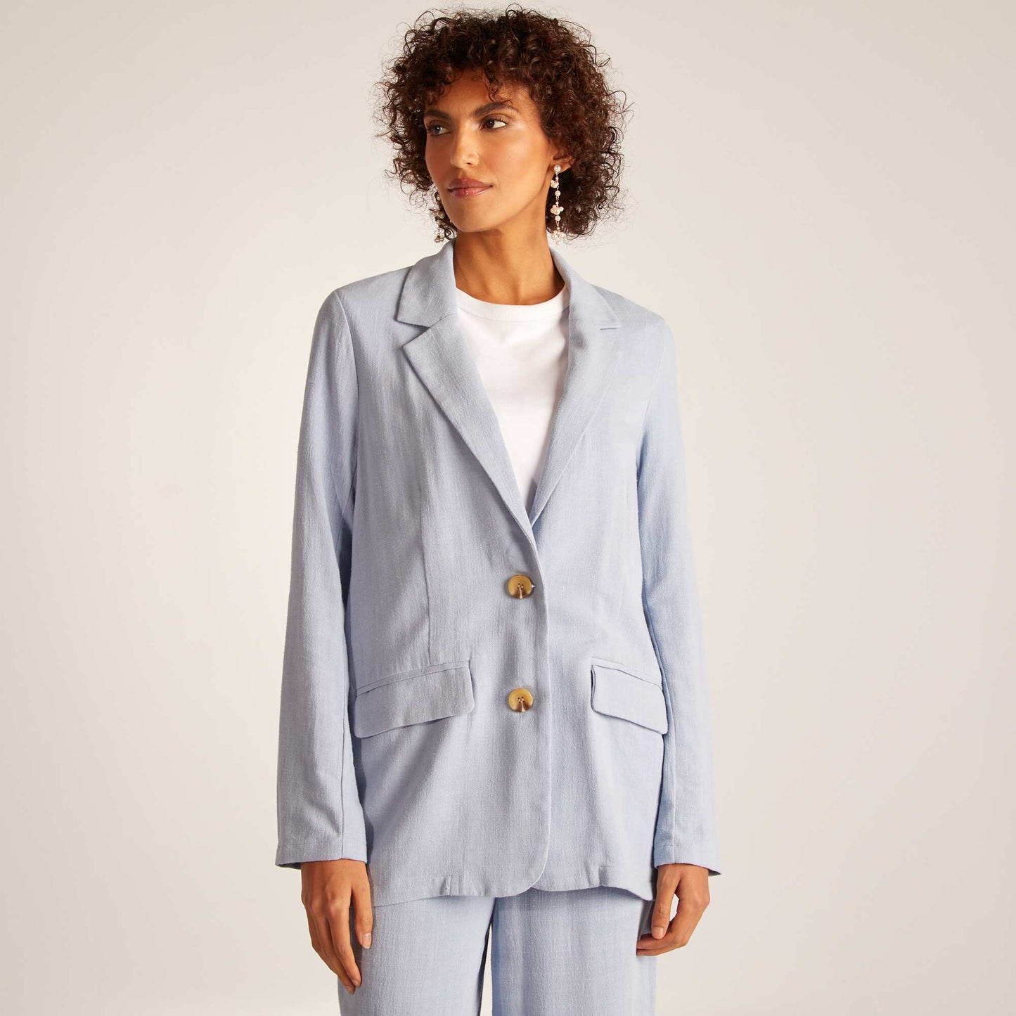 Veste tailleur en lin mélangé BLEU