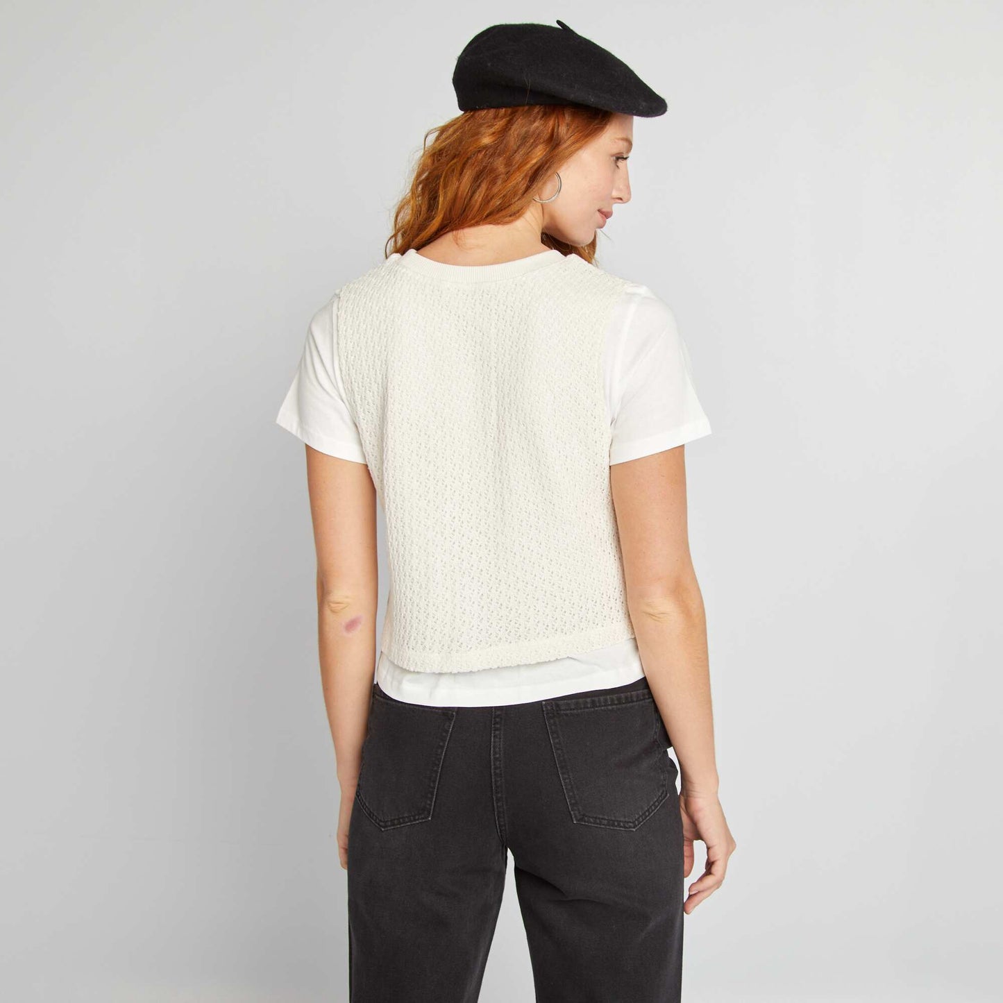 T-shirt et pull effet 2 en 1 - 1 pièce Blanc