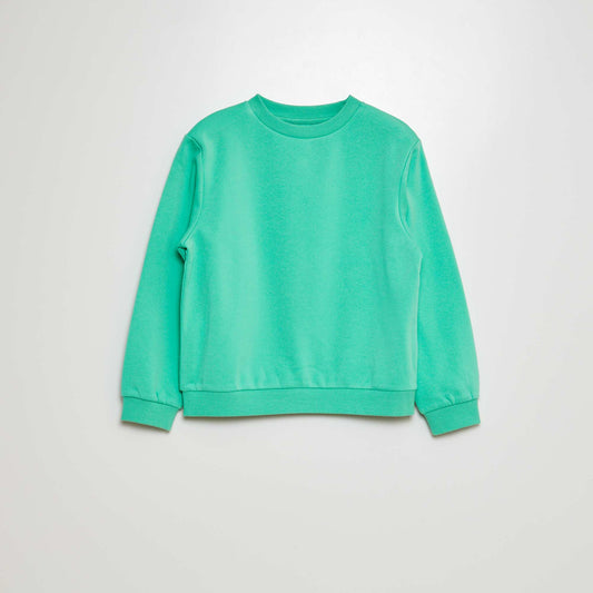 Sweat en molleton gratté uni VERT
