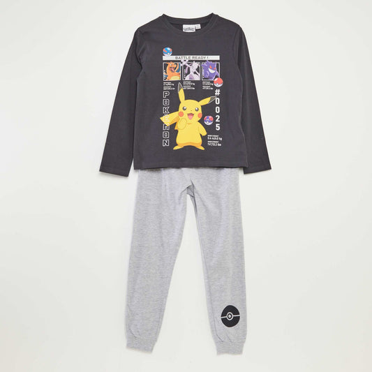 Ensemble pyjama long 'Pokémon' t-shirt + pantalon - 2 pièces GRIS