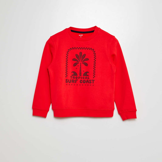 Sweat col rond imprimé ROUGE