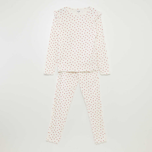 Ensemble de pyjama 'cœur' - 2 pièces BLANC/ROUGE