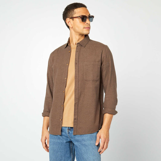 Chemise en flanelle avec poches poitrine MARRON