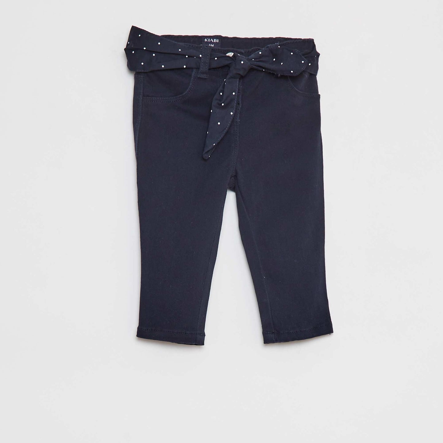 Pantalon en twill avec ceinture en voile de coton BLEU