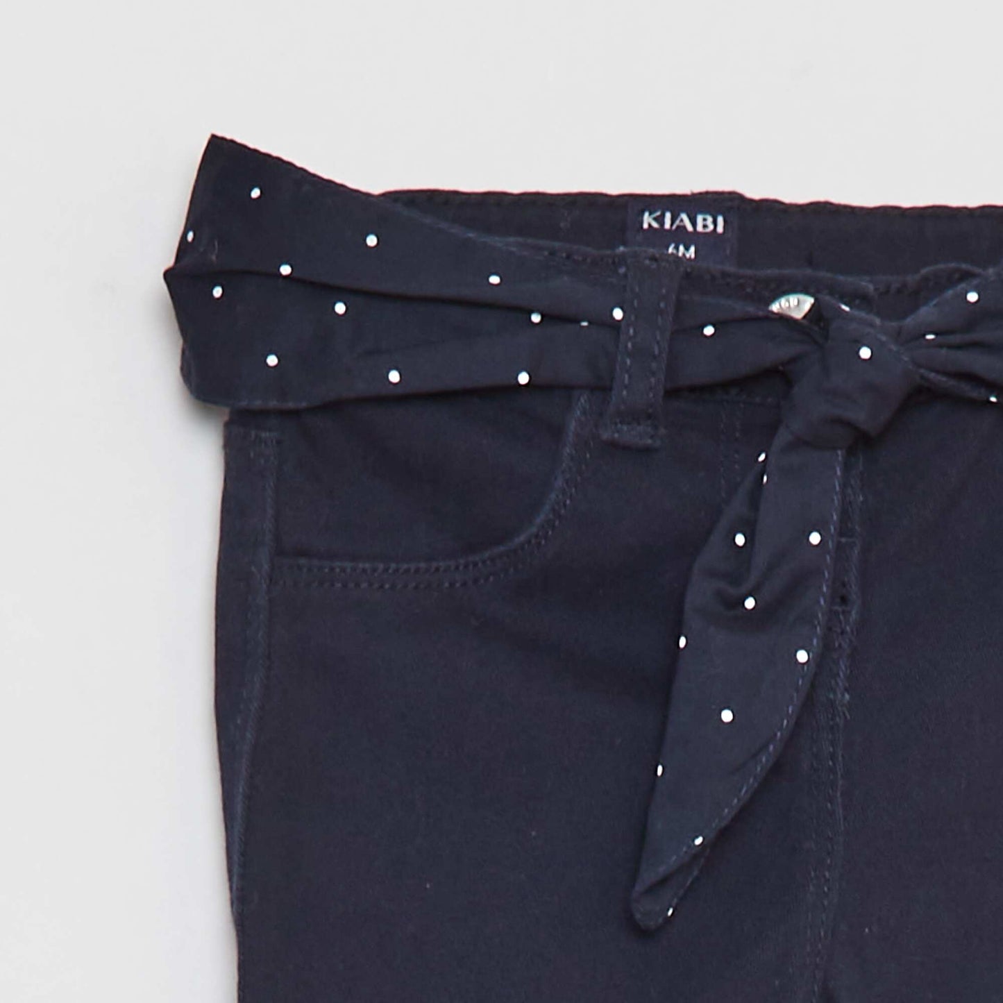Pantalon en twill avec ceinture en voile de coton BLEU
