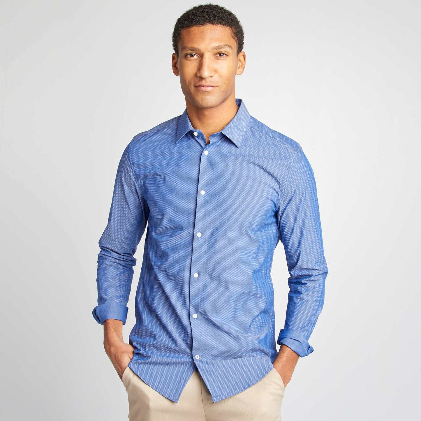 Chemise slim à motif Bleu