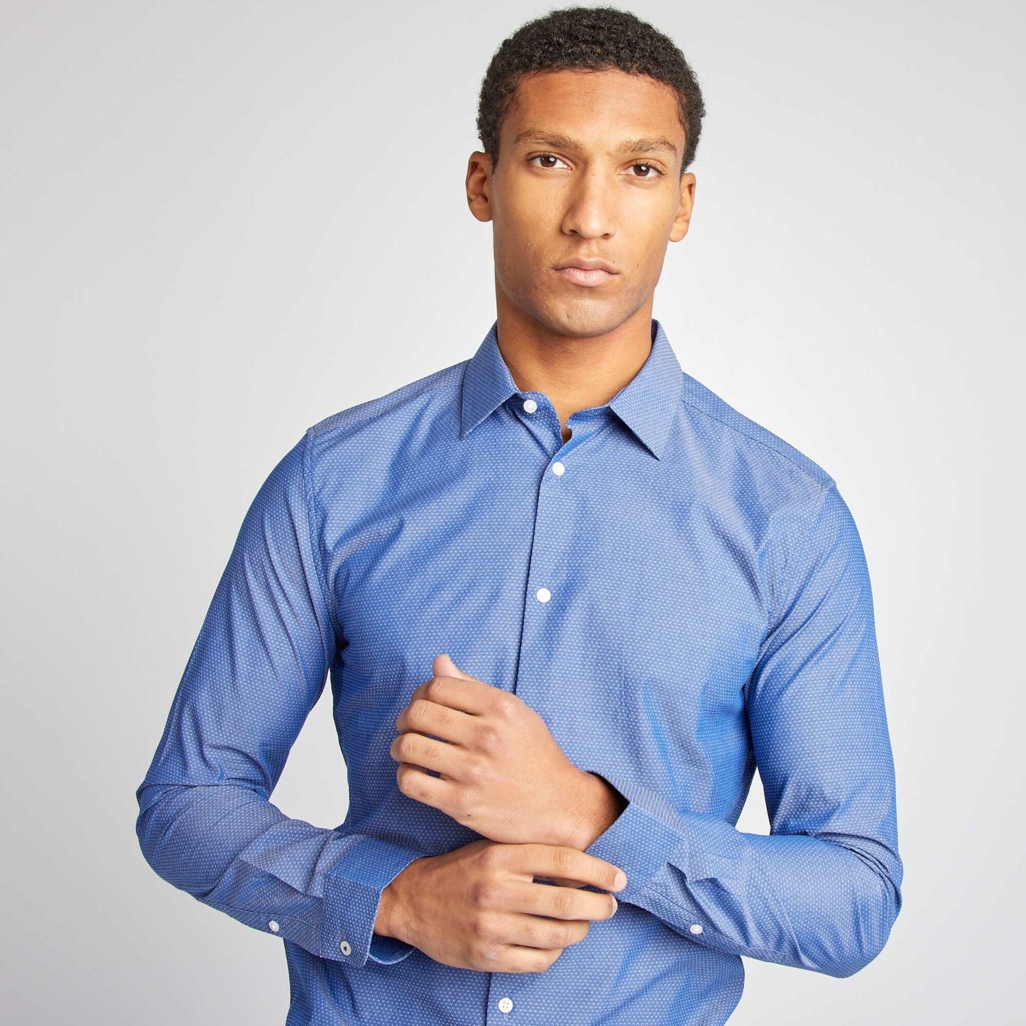 Chemise slim à motif Bleu