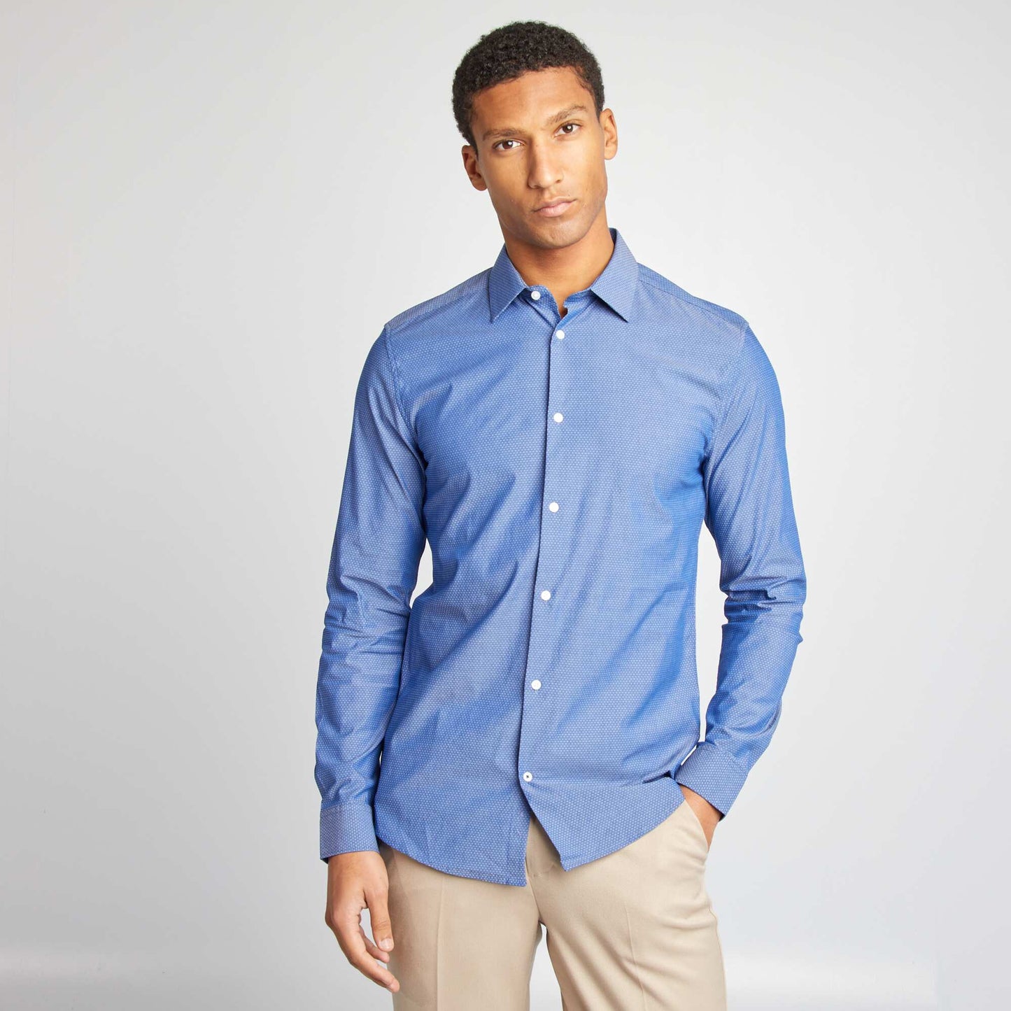 Chemise slim à motif Bleu