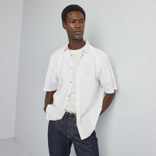 Chemise regular en lin mélangé BLANC