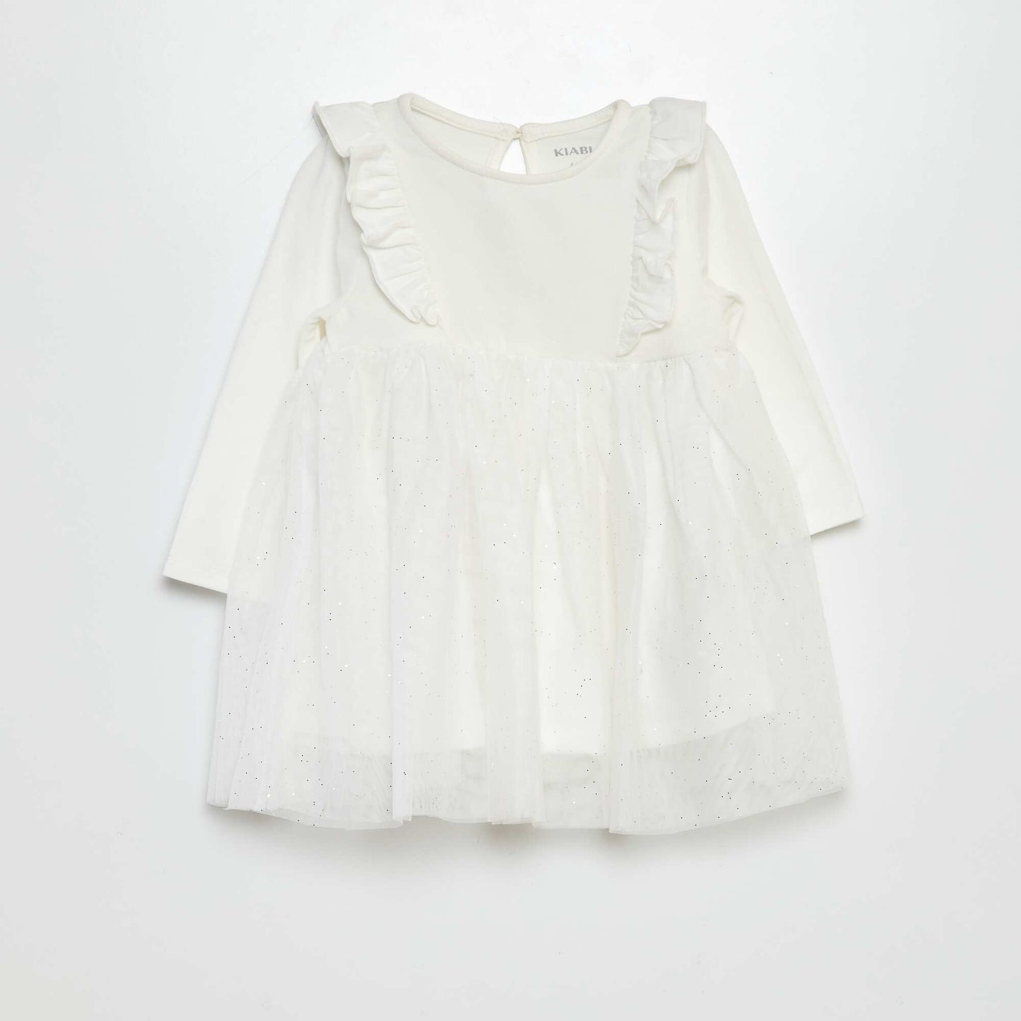 Robe en jersey et tulle pailleté BLANC