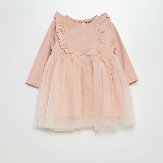 Robe en jersey et tulle pailleté ROSE