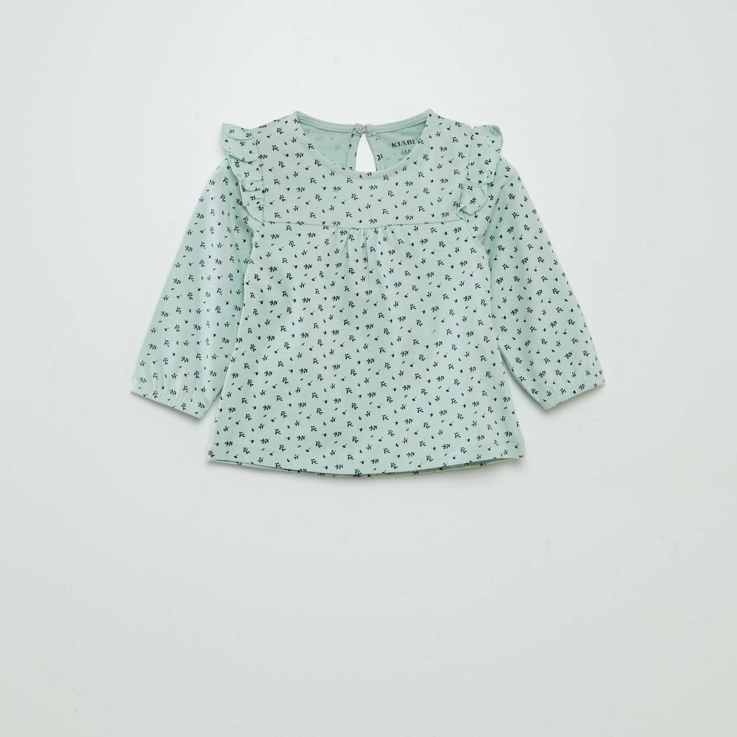 Blouse à motif avec volants aux épaules BLANC