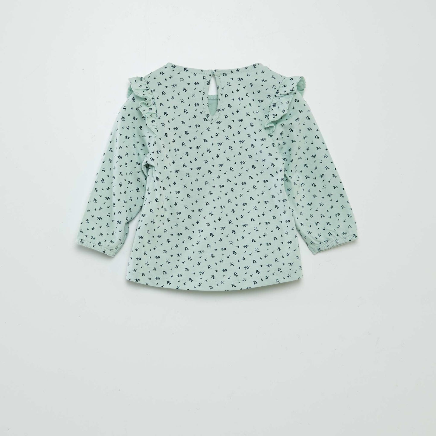 Blouse à motif avec volants aux épaules BLANC