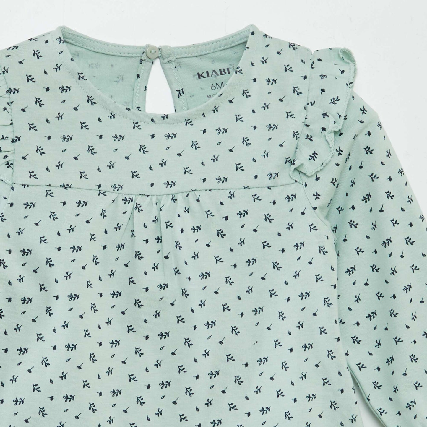 Blouse à motif avec volants aux épaules BLANC