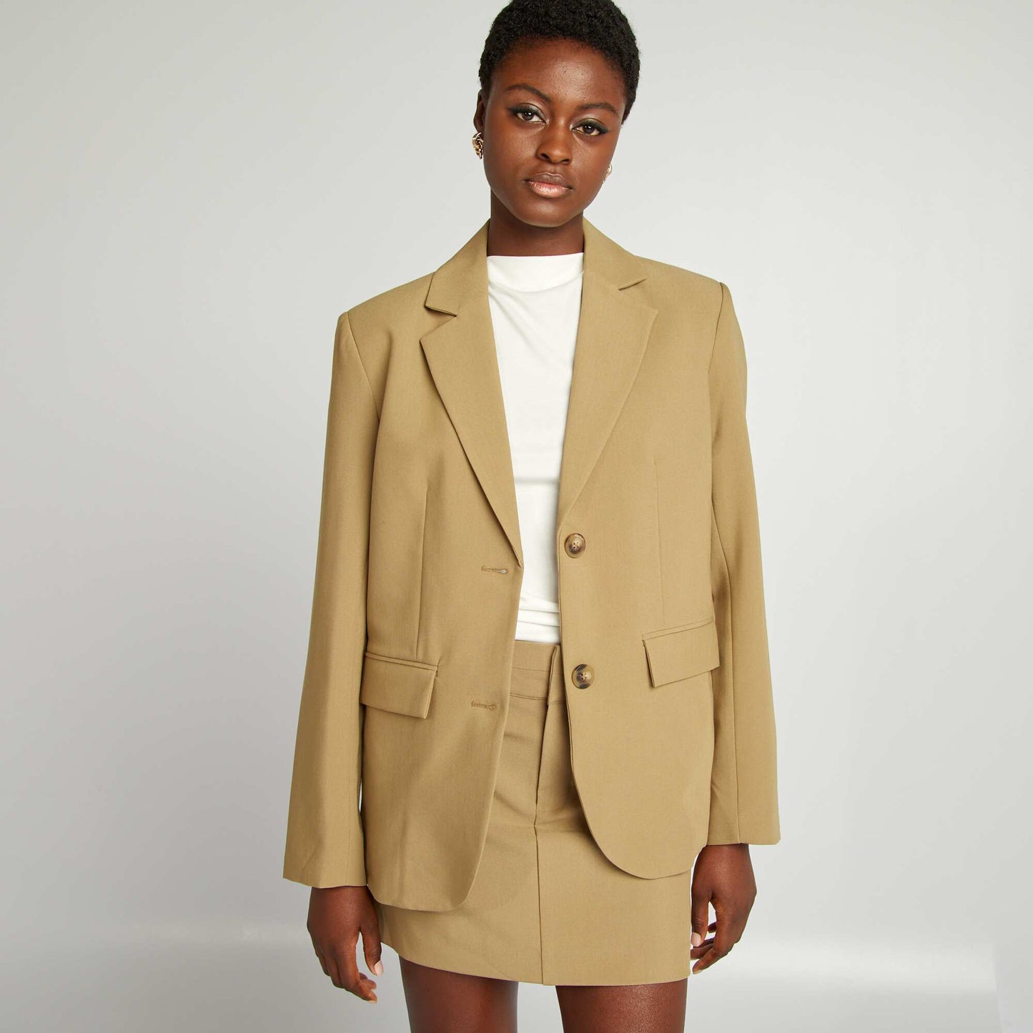 Blazer avec col à revers kaki