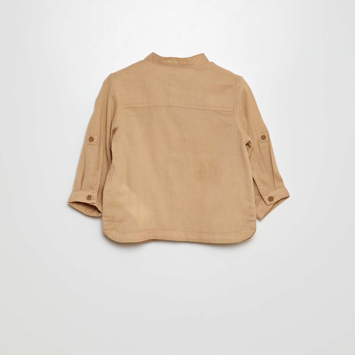 Chemise matière légère col mao Beige