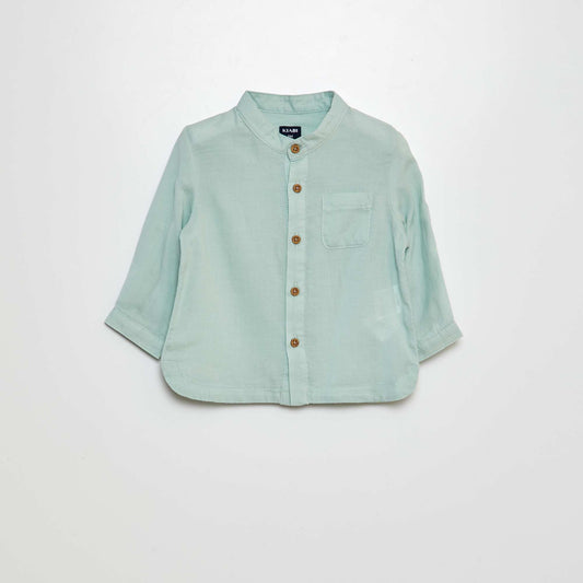 Chemise matière légère col mao Vert