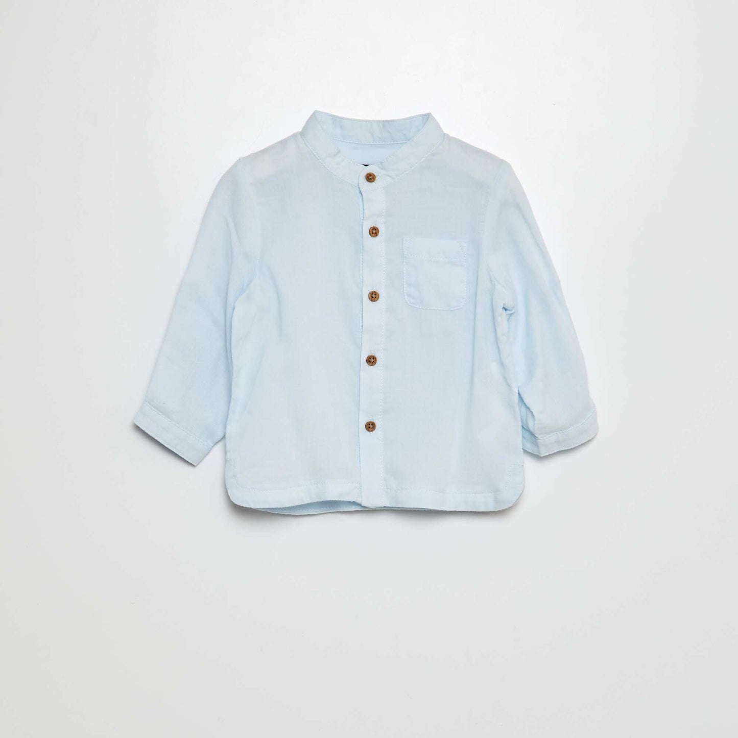 Chemise matière légère col mao Bleu