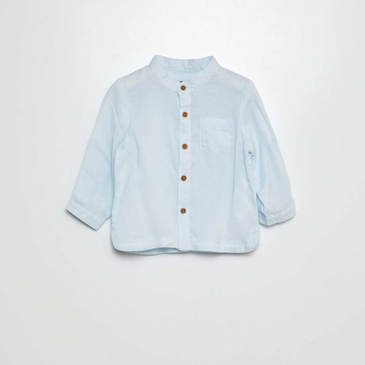 Chemise matière légère col mao Bleu