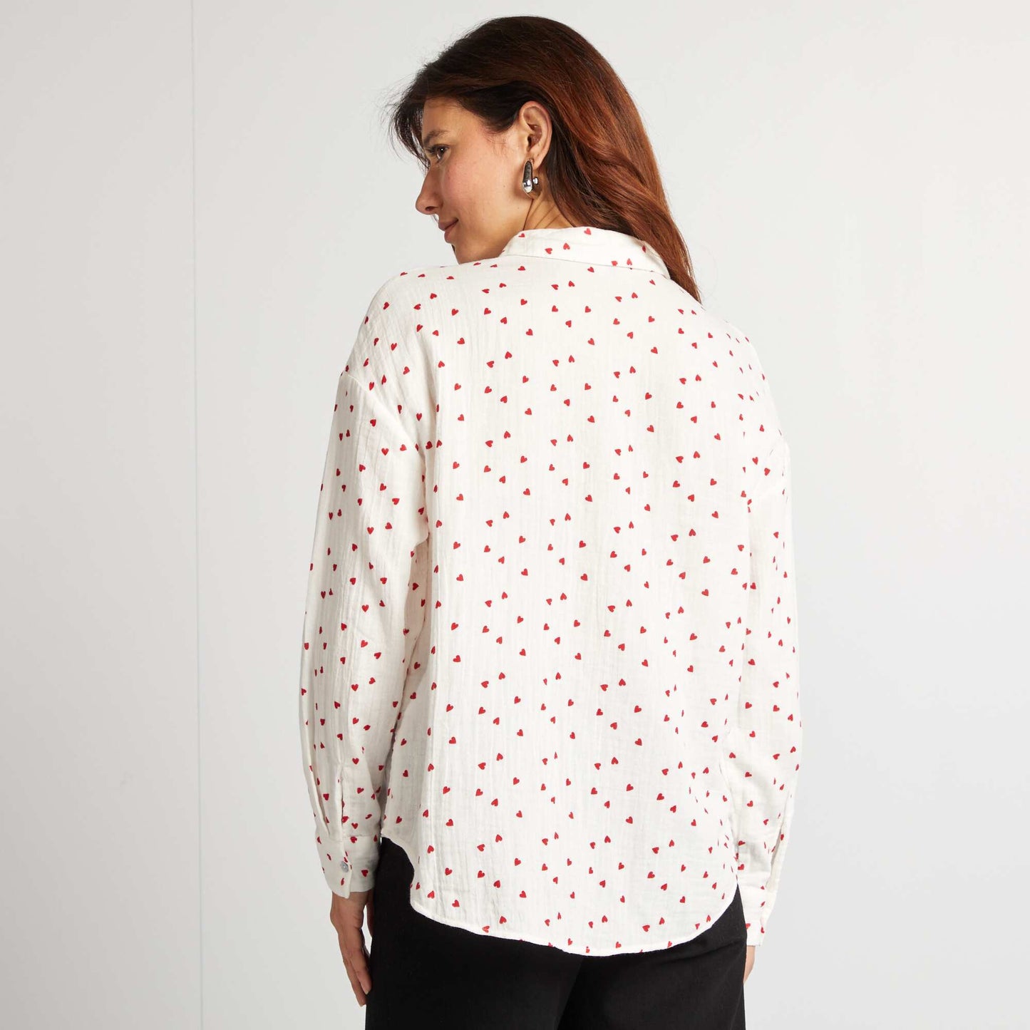 Chemise en gaze de coton - Saint-valentin ROUGE